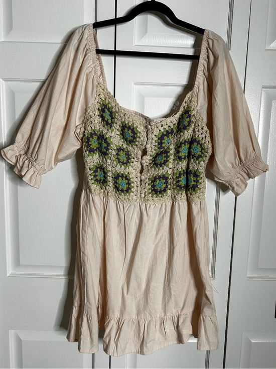ASOS Dresses & Skirts - ASOS Cream Tunic with Crochet Floral Bodice